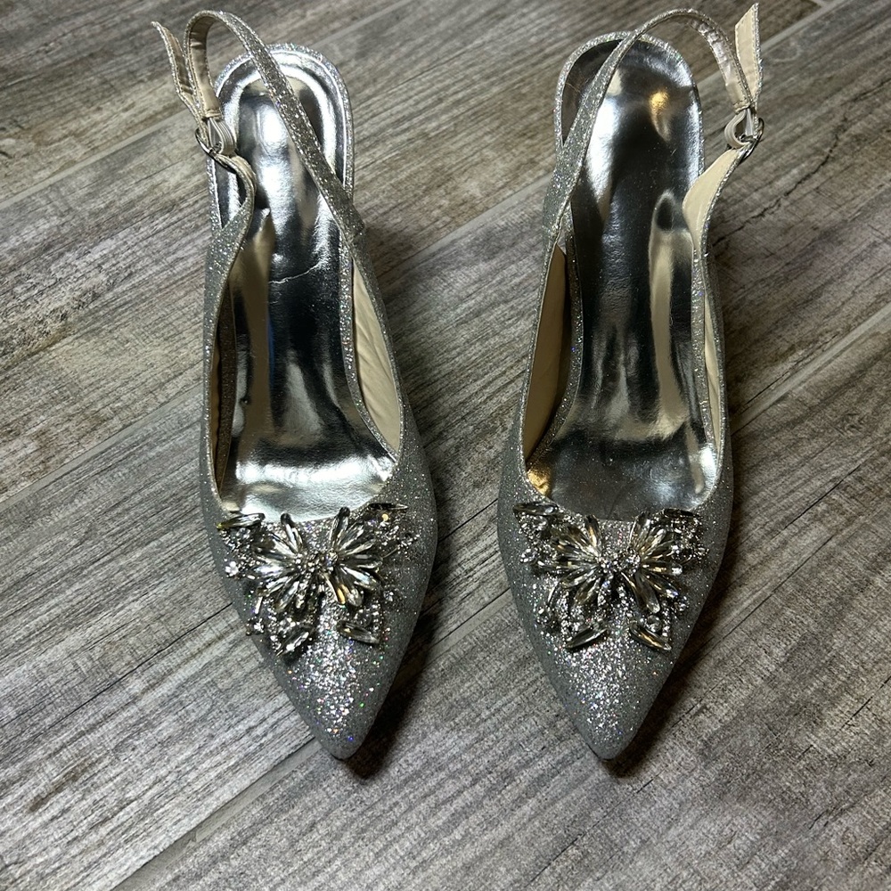 Elegant Silver Women's Slingback Heels